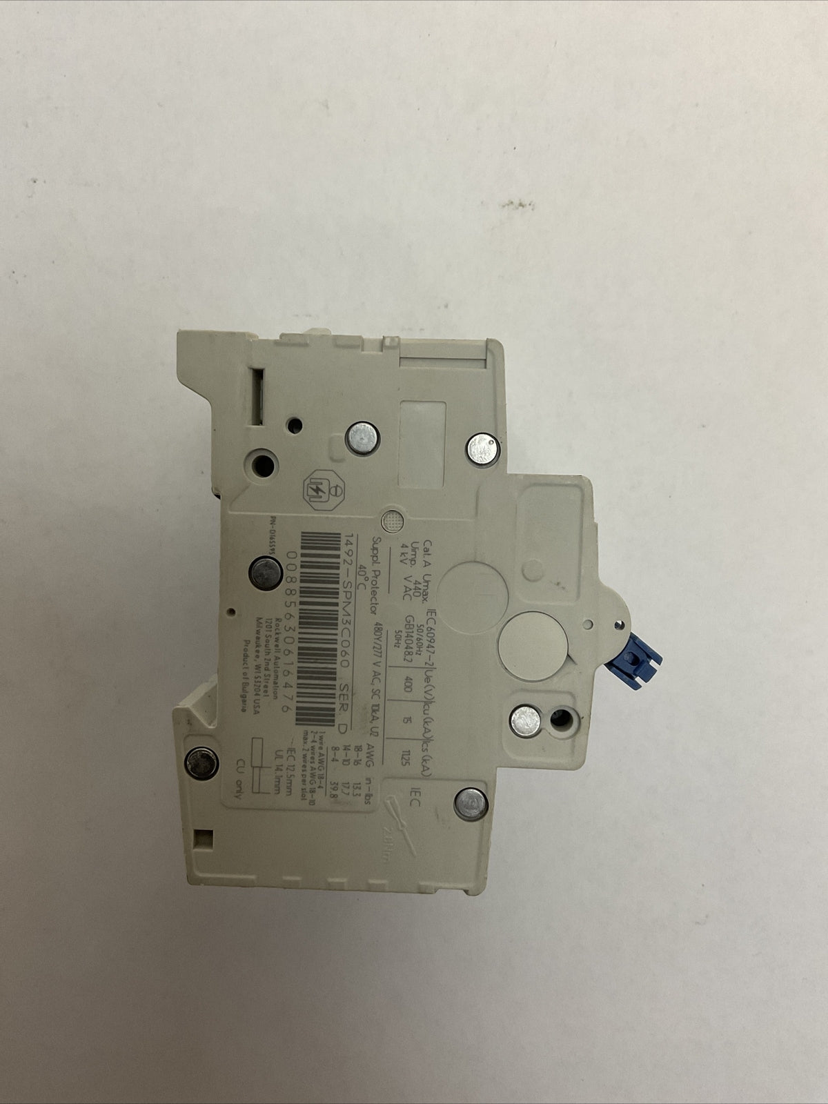 ALLEN BRADLEY 1492-SPM3C060 SER D CIRCUIT BREAKER 3POLE 6AMP 480Y/277VAC