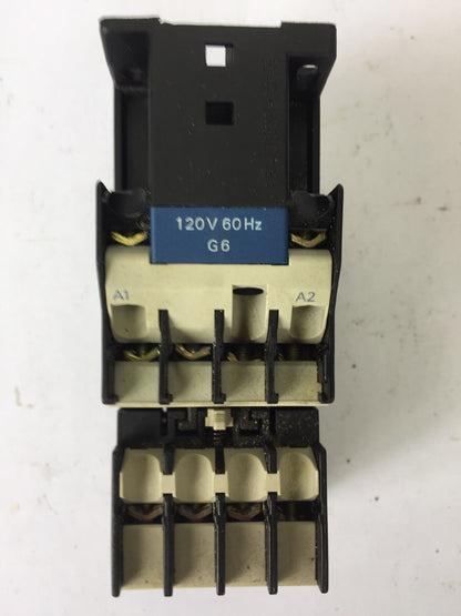 TELEMECANIQUE CA2DN31 CONTACTOR 600VAC COIL 120V WITH LA1DN40 AUXILIARY CONTACT
