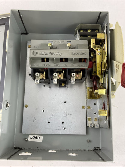 ALLEN BRADLEY 1494H-BF3N 600VAC 3PH 30HP 250VDC 5HP NON FUSIBLE DISCONNECT