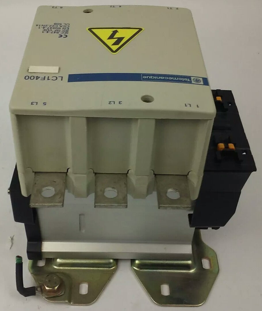 TELEMECANIQUE LC1F400 CONTACTOR, 3PH, 3P, 600V, 420A, 300HP,W/ LX9FJ910 24V COIL