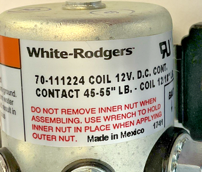 WHITE RODGERS 70-111224 SOLENOID COIL 12VDC 44-55"LB