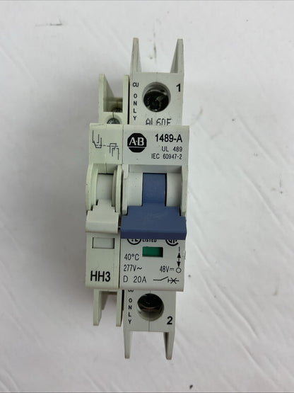 ALLEN BRADLEY 1489-A1D200 CIRCUIT BREAKER 1P 20A 277VAC 1489-AAHH3 (LOT OF 3)