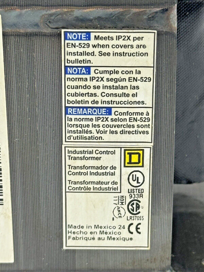 SQUARE D - 9070T500D1 - INDUSTRIAL CONTROL TRANSFORMER - 50/60 HZ, 0.5 KVA