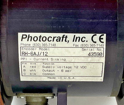 PHOTOCRAFT RH-6AJ/12 ENCODER 12VDC 6PPR