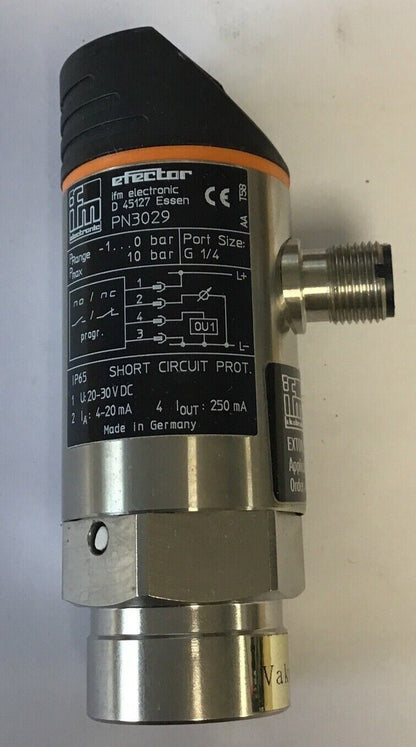 IFM EFECTOR PN3029 PRESSURE SENSOR 30VDC 4-20MA