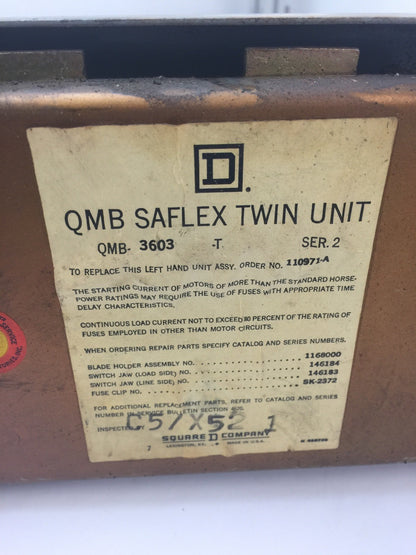 Square D QMB-3603-T ser. 2 Saflex twin unit 30amp 3-pole 600VAC QMB3603T