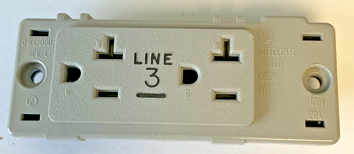 STEELCASE 986833DA20S DUPLEX RECEPTACLES 3LINE 20A BOX OF 6