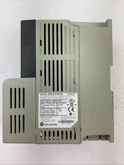 ALLEN BRADLEY 22B-D1P4N104 AC DRIVE SER A FRN 6.02 POWER FLEX 40 OUTPUT 0-460VAC