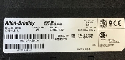 ALLEN BRADLEY 1756-L61 SER.A PROCESSOR UNIT F/W REV. 1.4 CAT.REV.A02