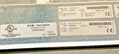 CUTLER HAMMER SVX100A1-4A1N1 VARIABLE FREQUENCY DRIVE 500V 50/60HZ CVA1