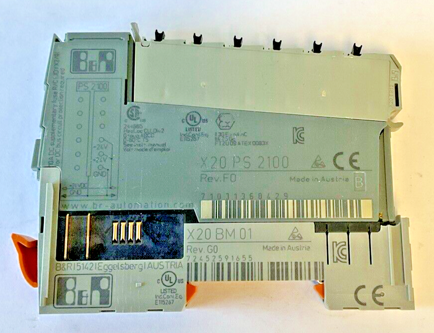 B&R AUTOMATION PLC MODULE POWER SUPPLY X20 PS 2100 REV.F0 X20BM01 REV.G0