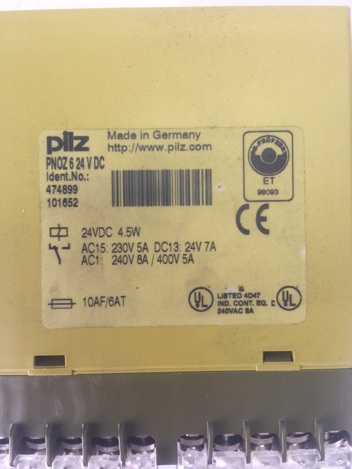 PILZ PNOZ 6 24 VDC SAFETY RELAY 24VDC 4.5W