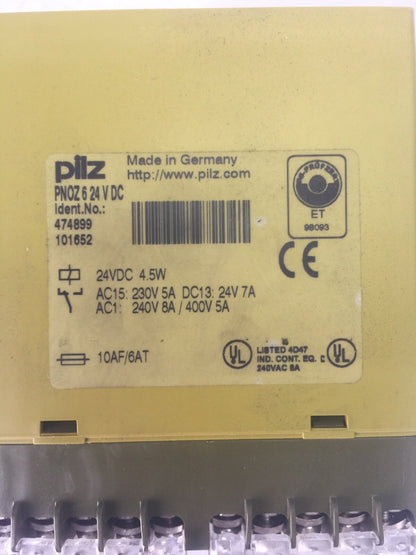 PILZ PNOZ 6 24 VDC SAFETY RELAY 24VDC 4.5W