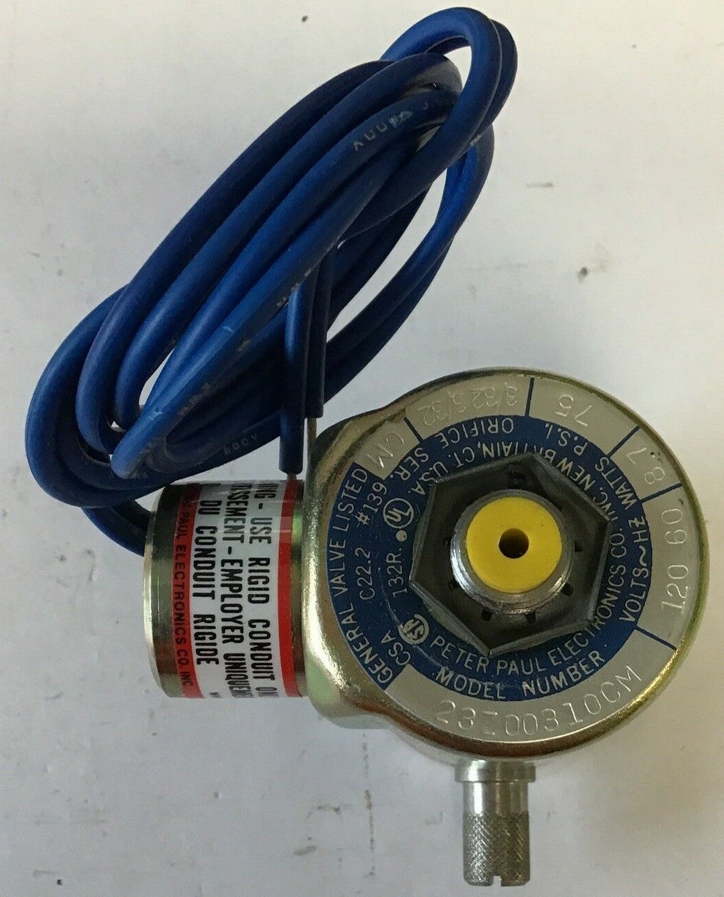 PETER PAUL 23Z00310CM VALVE 120V 60HZ 8.7WATTS P.S.I. 75 SER.CM 3/32 3/32