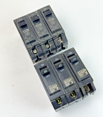 GE **LOT OF 6** THQL1140 - CIRCUIT BREAKERS -  1 POLE, 40 A, 240 VAC