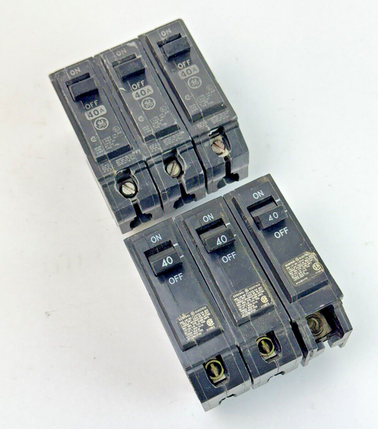 GE **LOT OF 6** THQL1140 - CIRCUIT BREAKERS -  1 POLE, 40 A, 240 VAC