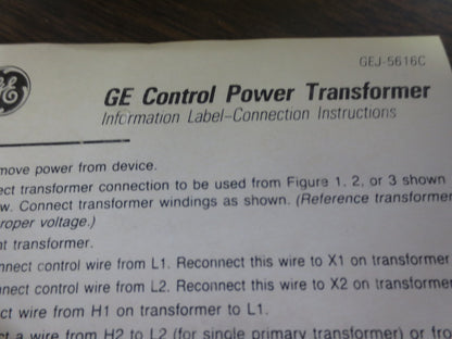 GENERAL ELECTRIC CR308XT123A TRANSFORMER KIT for 200/300 STARTERS 220/208V PRIM.