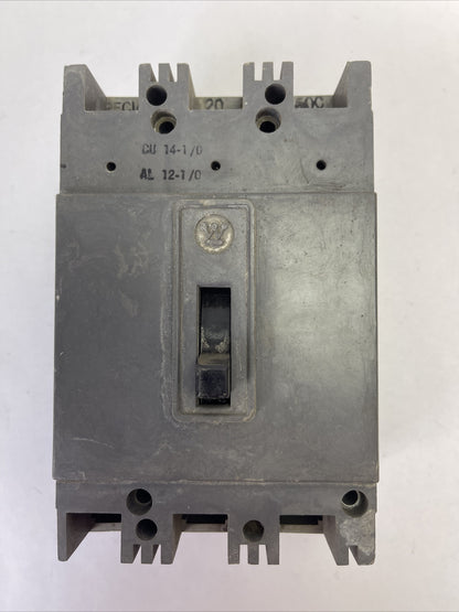 WESTINGHOUSE HFA3020V AB DE-ION CIRCUIT BREAKER 20AMP 600VAC 3POLE 505C797G18