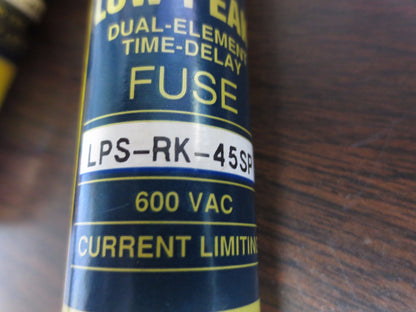BUSSMANN LPS-RK-45SP LOW-PEAK DUAL-ELEMENT TIME-DELAY FUSE - LOT of 3
