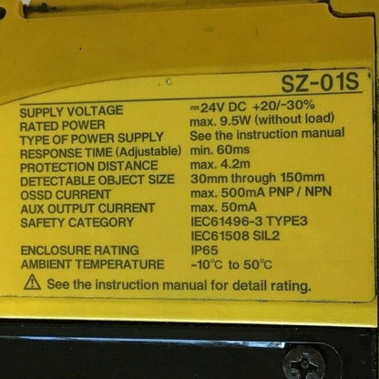 KEYENCE SZ-01S SAFETY LASER SCANNER 24VDC 9.5W ***PARTS***