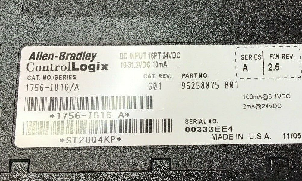 ALLEN BRADLEY 1756-IB16 SER.A INPUT MODULE FW2.5 24VDC CAT.REV.G01 ***LOTOF2***