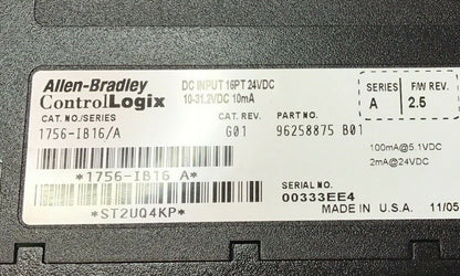 ALLEN BRADLEY 1756-IB16 SER.A INPUT MODULE FW2.5 24VDC CAT.REV.G01 ***LOTOF2***