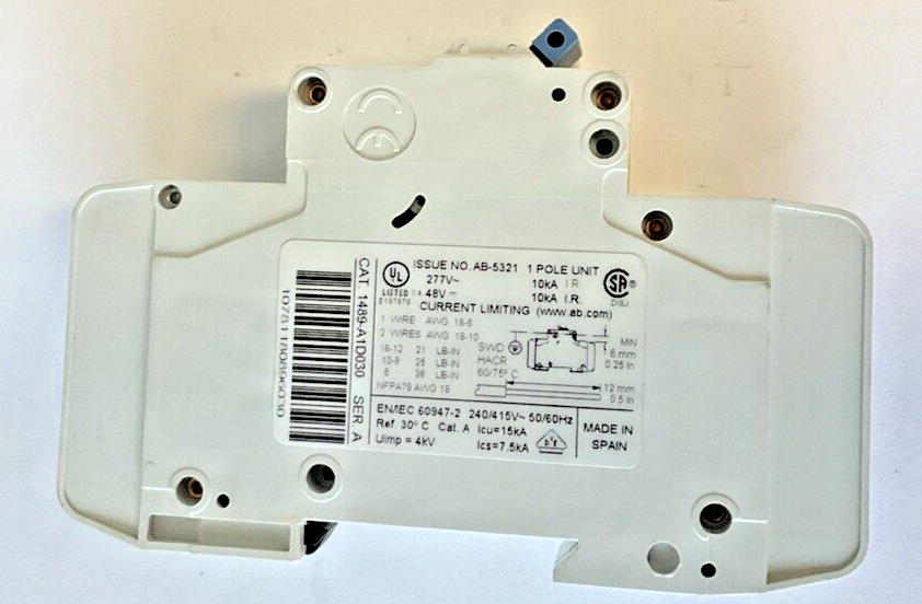 ALLEN BRADLEY 1489-A1D030 CIRCUIT BREAKER SER.A W/ 1489-AAHH3 AUX***LOTOF3***