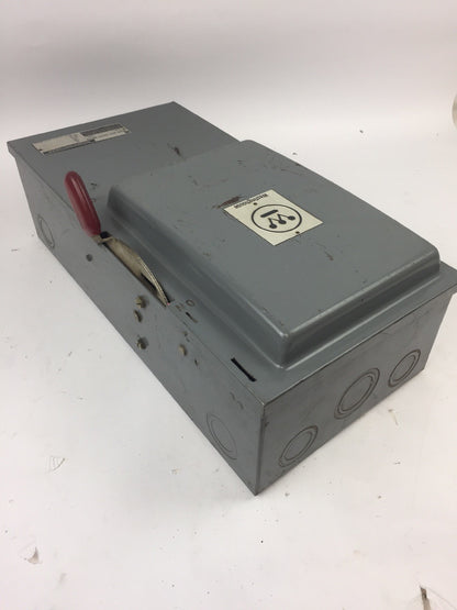 WESTINGHOUSE HF323N HEAVY DUTY SAFETY SWITCH 240 VAC 250 VDC 100 AMP NEMA 1