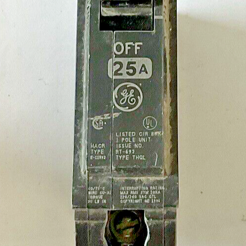 GE THQL1125 CIRCUIT BREAKER 25A TYPE THQL 120/240VAC ***LOTOF10***