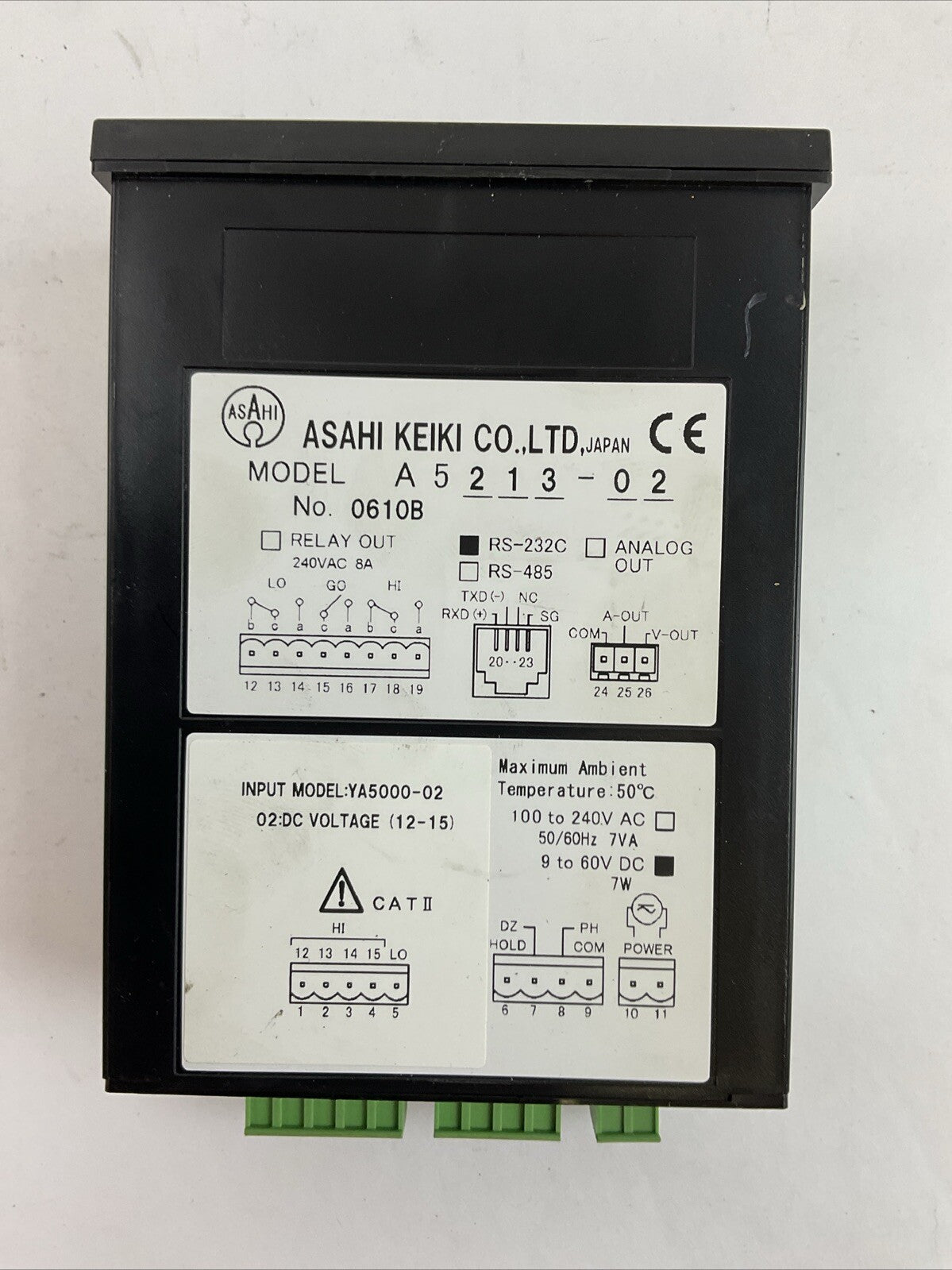 ASAHI KEIKI A5213-02 DIGITAL PANEL METER 9 TO 60 VDC