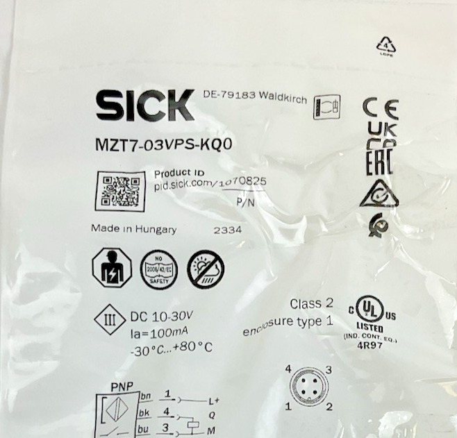 SICK MZT7-03VP2-KQ0 MAGNETIC CYLINDER SENSOR MTZ703VP2KQ0