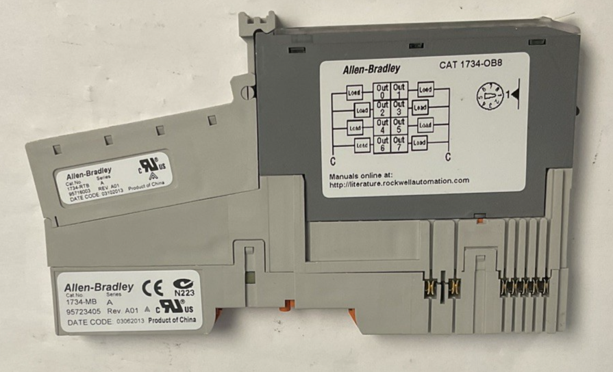 ALLEN BRADLEY 1734-OB8 PLC MODULE SER.C W/1734-MB BASE W/1734-RTB ***LOTOF5***