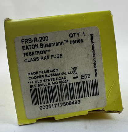 COOPER BUSSMANN FRS-R-200 FUSETRON CLASS RK5 TIME-DELAY FUSE 200A 600V