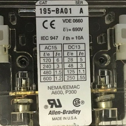 ALLEN BRADLEY 100-A24NZ*3 SER.B W/ 195-BA01 SER.A & 195-FA22 SER.A ***LOTOF2***