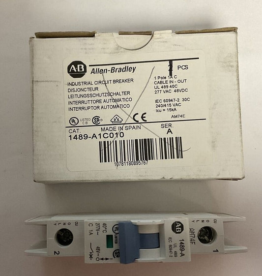 ALLEN BRADLEY 1489-A1C010 CIRCUIT BREAKER 1A 277VAC 48VDC SER.A
