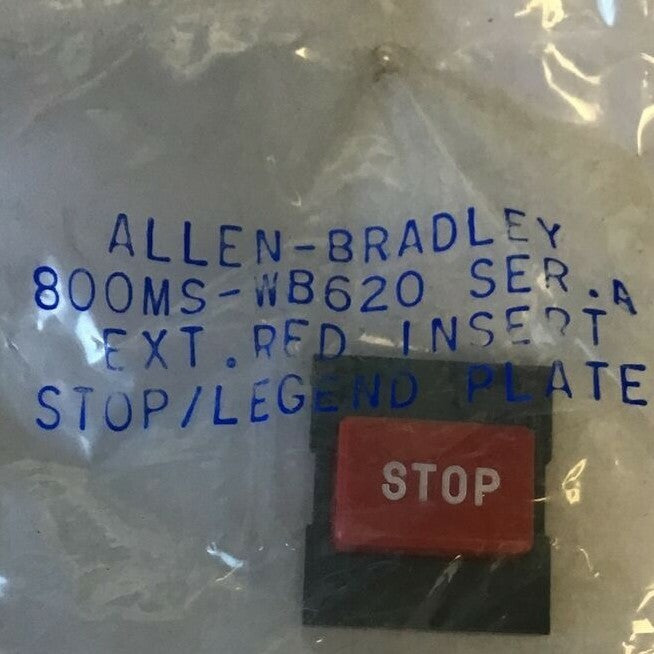 ALLEN BRADLEY 800MS-WB620 LEGEND PLATE RED INSERT "STOP" SER.A ***LOTOF8***