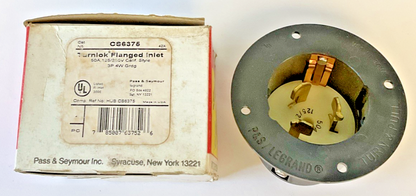 PASS & SYEMOUR CS6375 TURNLOK FLANGED INLET 50A 12/250V 3P 4W