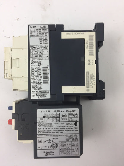 TELEMECANIQUE LC1D12BD CONTACT 25A LAD4TBDL 24V LRD07 OVERLOAD RELAY 1.6-2.5A