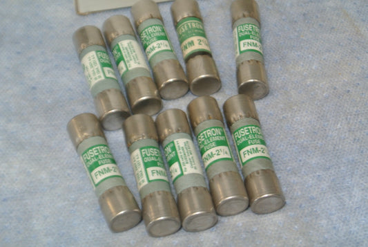 LOT of 10 / BUSS FNM-2-1/4 DUAL-ELEMENT FUSE / 2-1/4A / 250V