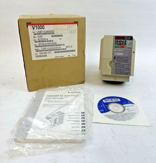 YASKAWA CIMR-VU4A0005FAA REV: D V1000 AC DRIVE OUTPUT 3PH 0-480V 5.4/4.8A