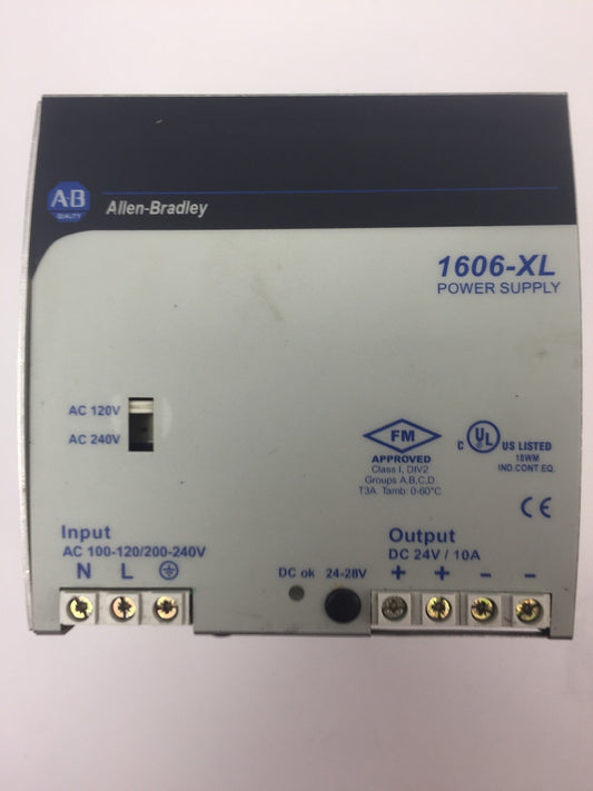 ALLEN BRADLEY 1606-XL240E POWER SUPPLY SER A OUTPUT DC 24-28V 10 A