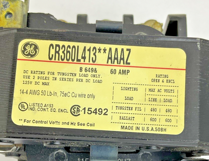 GE CR360L413**AAAZ CONTACTOR 60A 600V