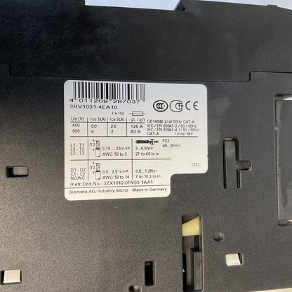 SIEMENS 3RV1031-4EA10 MOTOR STARTER 50/60HZ 600V 22-32A 6KV 125A