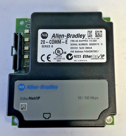 ALLEN BRADLEY 20-COMM-E INTERFACE ADAPTER VER.5.002 5VDC 350MA SER.B
