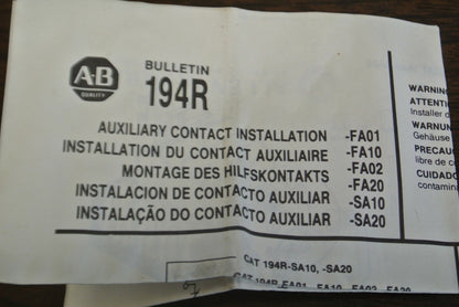 LOT of 5 / ALLEN-BRADLEY 194R-FA10 / AUXILIARY CONTACT / 1 N.O . / NEW SURPLUS
