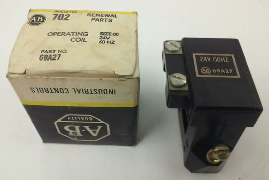ALLEN BRADLEY 69A27, COIL, 24V @ 60HZ, SIZE 00, RENEWAL PARTS, 69A, LOT OF 2