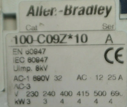 ALLEN-BRADLEY 100-C09Z*10 CONTACTOR Ser. A  24VDC ***LOTOF2***