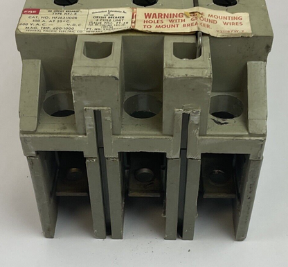FEDERAL PACIFIC HFJ631100R CRICUIT BREAKER 3POLE 100A 600VAC