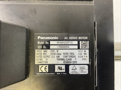 PANASONIC MHMA202P1G AC SERVO MOTOR 200VAC 2000 R/MIN MISSING SCREWS