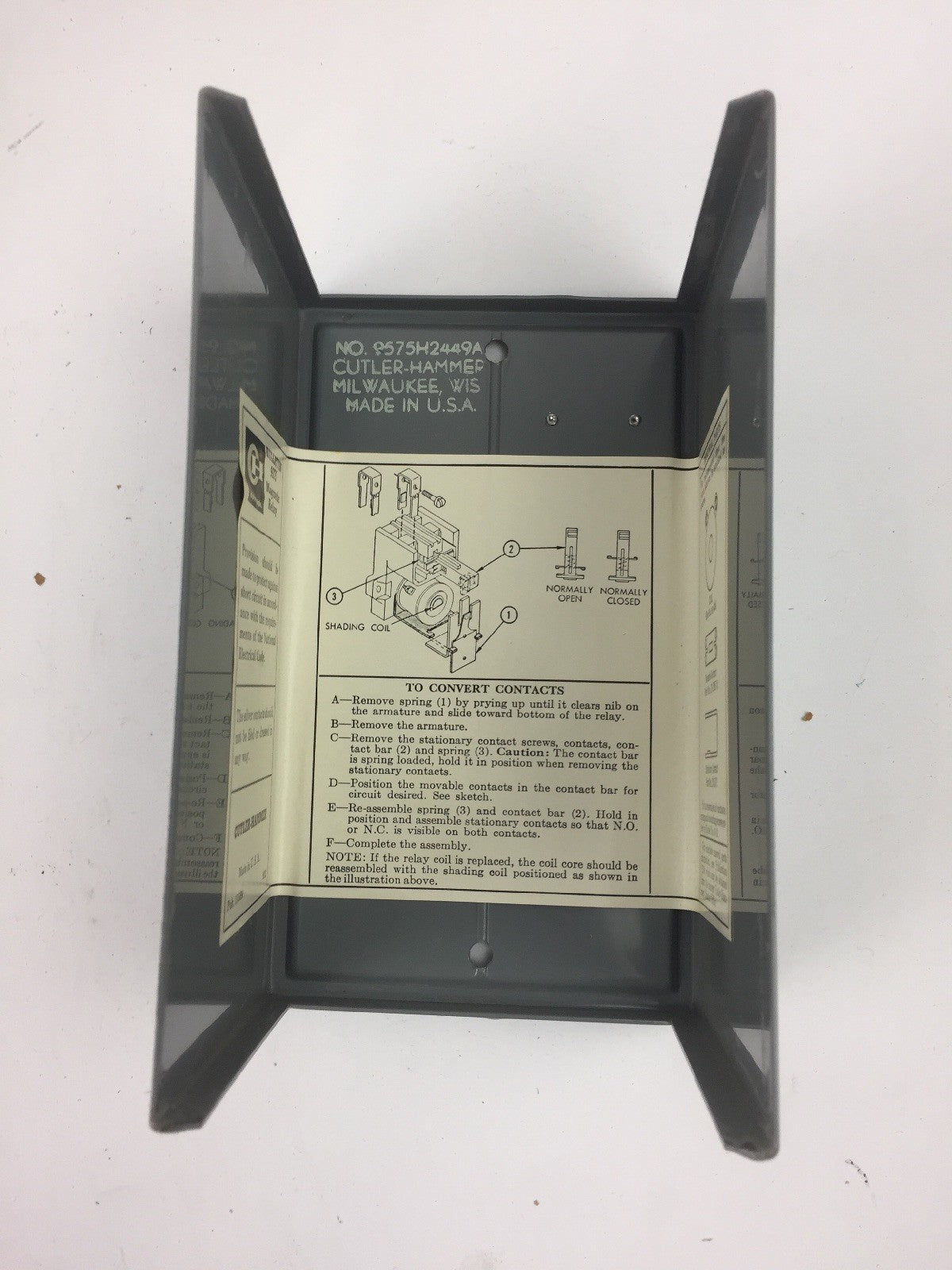 CUTLER HAMMER 9575H2450 TYPE AA RELAY COIL 220/240 V 50/60 CY 16 AMP 600 V MAX